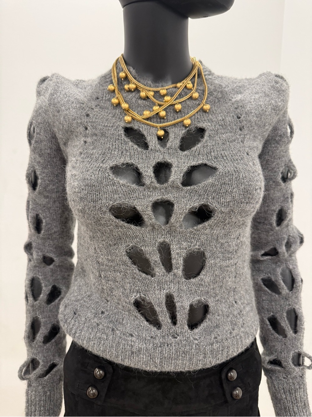 Isabel Marant Runway Alpaca Mohair Cutout Sweater Gray 36 never worn